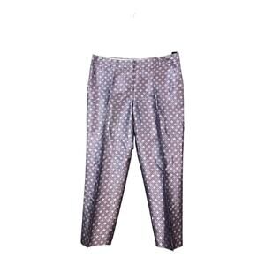 J. Crew Pink and blue brocade capri Pants